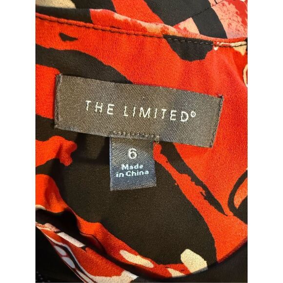 The Limited Size 6 Madison Avenue Pleated Shirt Dress Red Floral Flare Sleeve - Picture 10 of 11